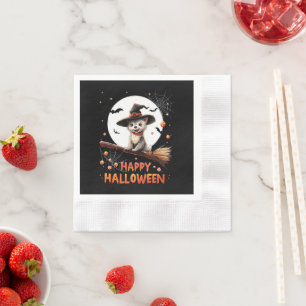 Funny Puppy Dog Witch Candy Spooky Ghost Halloween Napkins
