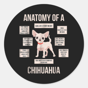 Funny Puppy Gift Anatomy Of A Chihuahua  Classic Round Sticker