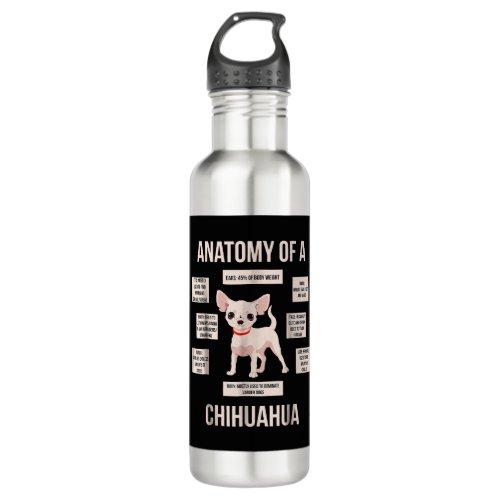 Funny Puppy Gift Anatomy Of A Chihuahua  Stainless Steel Water Bottle