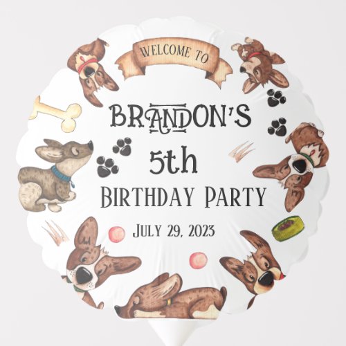 Funny Puppy Kids Birthday Balloon