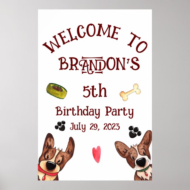 Funny Puppy Kids Birthday  Poster (Front)