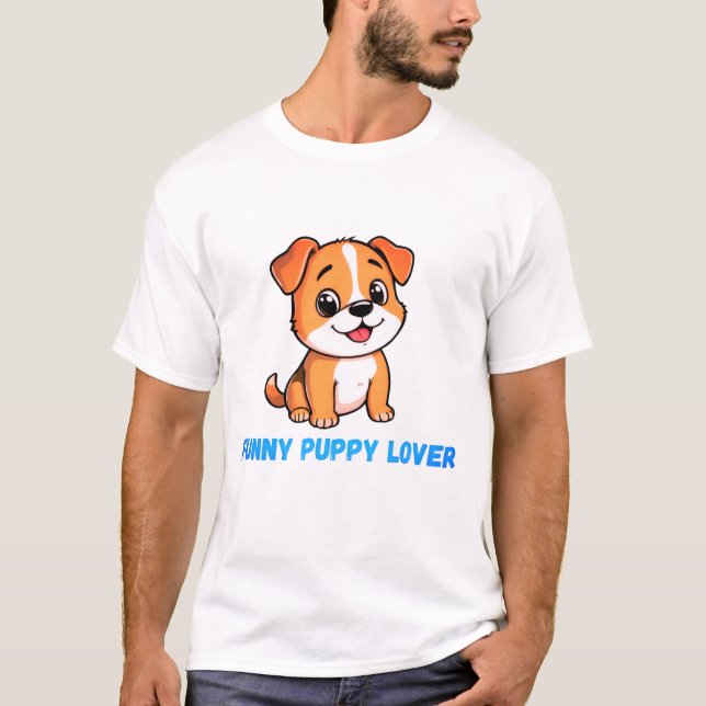 Funny Puppy Lover Men's T-Shirt – Cute Dog Dad Tee (Front)