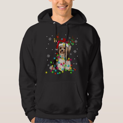 Funny Puppy Lover Yorkshire Terrier Christmas Ligh Hoodie