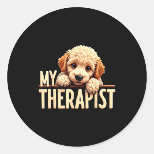 Funny Puppy My Therast Odle Dog Classic Round Sticker