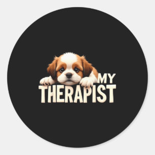Funny Puppy My Therast Shih Tzu Dog Classic Round Sticker