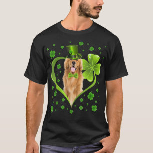 Funny Puppy Shamrock Golden Retriever Dog St T-Shirt