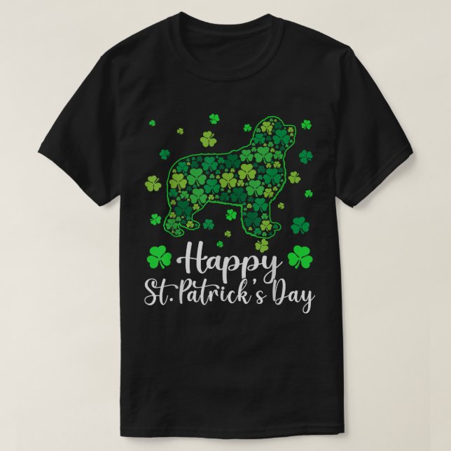 Funny Puppy Shamrock Newfoundland Dog St  T-Shirt (Design Front)