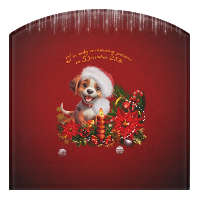 Funny puppy with candle light  door sign (Contour Front)