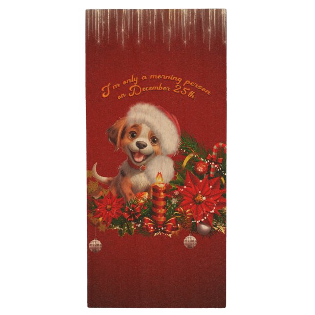 Funny puppy  wood flash drive (Front Vertical)