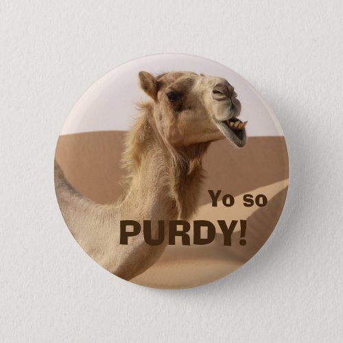 Funny Purdy Camel Photo Button