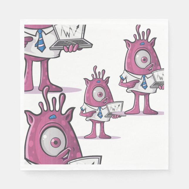 Funny Purple Accountant Monsters Paper  Napkins (Front)