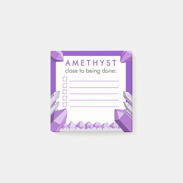 Funny Purple Amethyst To Do Checklist Post-it Notes (Front)