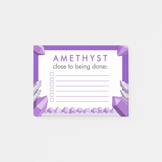 Funny Purple Amethyst To Do Checklist Post-it Notes (Front)