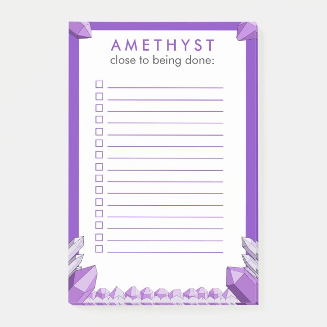 Funny Purple Amethyst To Do Checklist Post-it Notes (Front)