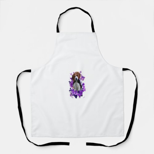 Funny Purple Beagle T_shirt Purple Flower And Butt Apron