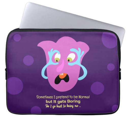 Funny Purple Bluebell Surprised Flower Laptop Sleeve