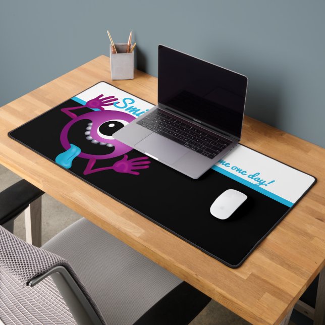 FUNNY PURPLE CARTOON MONSTER , SMILE DESK MAT (Office 2)