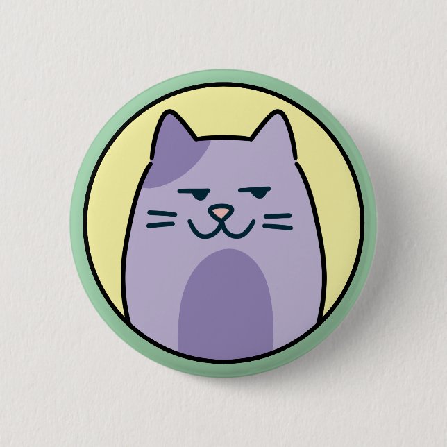 Funny Purple Cat With Side Eye Button (Front)