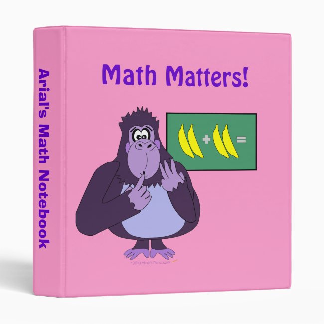Funny Purple Counting Gorilla Cartoon Math Binder