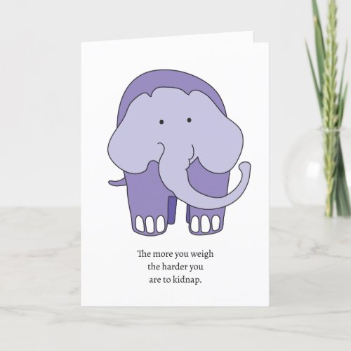 Funny Purple Elephant Birthday Card