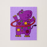 Funny Purple Hippo Playing Hula Hoop Jigsaw Puzzle at Zazzle