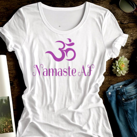 Funny Purple Om Symbol Namaste Af Cool Fun Yoga T-shirt