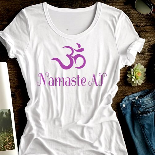 Funny Purple OM Symbol Namaste AF Cool Fun Yoga T_Shirt
