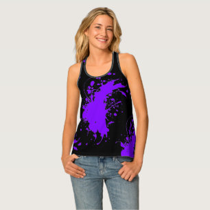 Funny Purple Paint Splatters Black Racerback Top