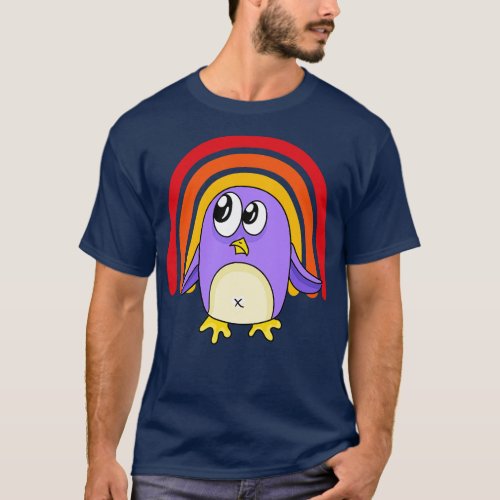 Funny Purple Penguin Rainbow T_Shirt