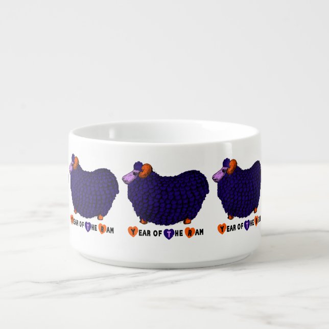 Funny Purple Ram Chinese Year Zodiac Chili Bowl (Center)