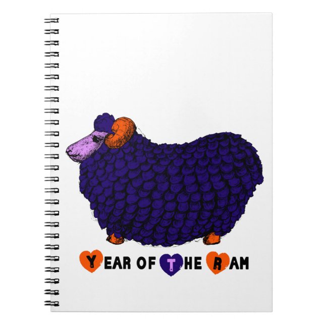 Funny Purple Ram Chinese Year Zodiac Notebook (Front)
