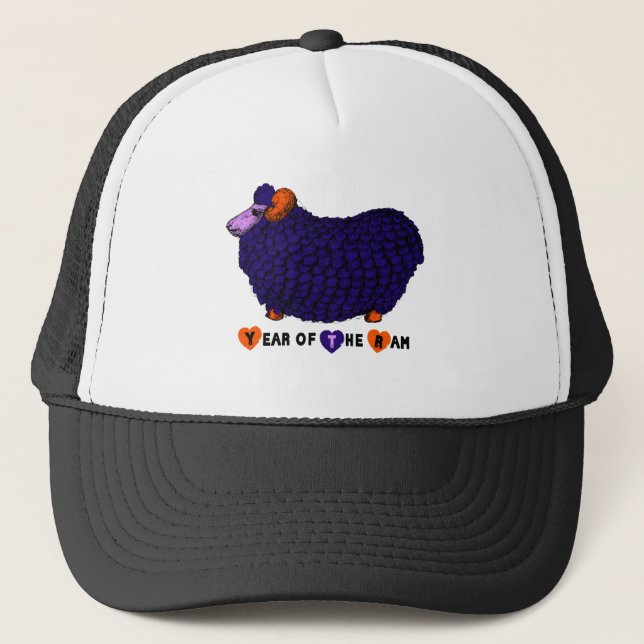 Funny Purple Ram Sheep Year Chinese Zodiac Hat (Front)