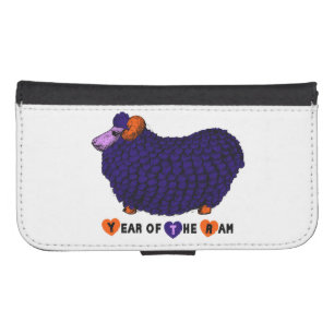 Funny Purple Ram Year Chinese Zodiac Wallet Case