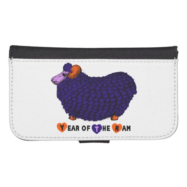 Funny Purple Ram Year Chinese Zodiac Wallet Case (Front (Horizontal))