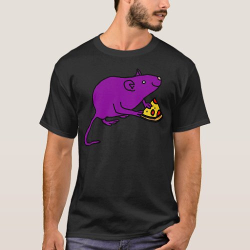Funny Purple Rat with Pizza Slice T_Shirt