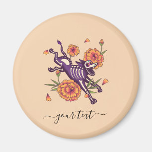 Funny Purple Skeleton Dog The Day Of Dead Text Fun Magnet