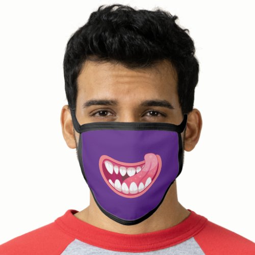 Funny Purple Smiling Monster Mouth  Teeth Face Mask