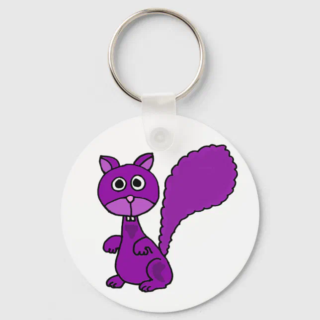 Funny Purple Squirrel Cartoon Keychain | Zazzle