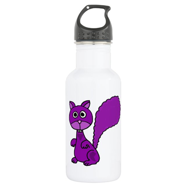 Funny Purple Squirrel Cartoon Water Bottle (Front)