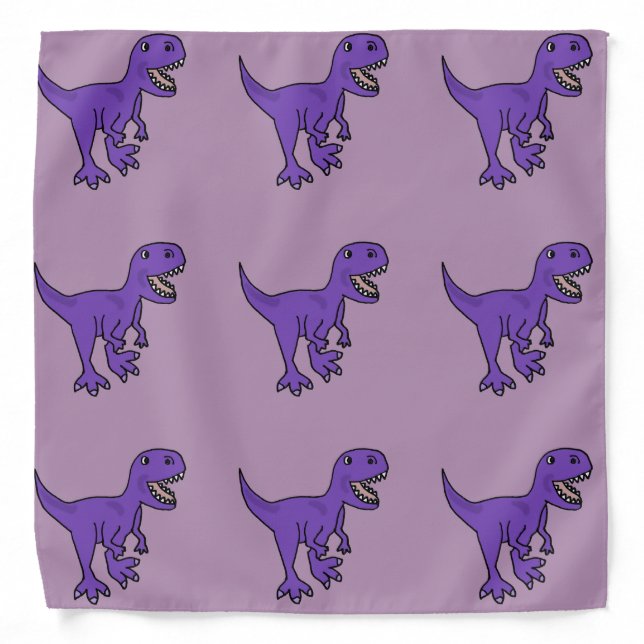 Funny Purple T-Rex Dinosaur Cartoon Bandana (Front)