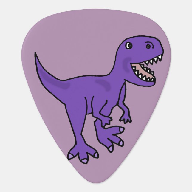 Funny Purple T-Rex Dinosaur Cartoon Guitar Pick (Front)