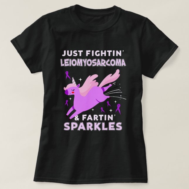 funny purple unicorn fight leiomyosarcoma farting  T-Shirt (Design Front)