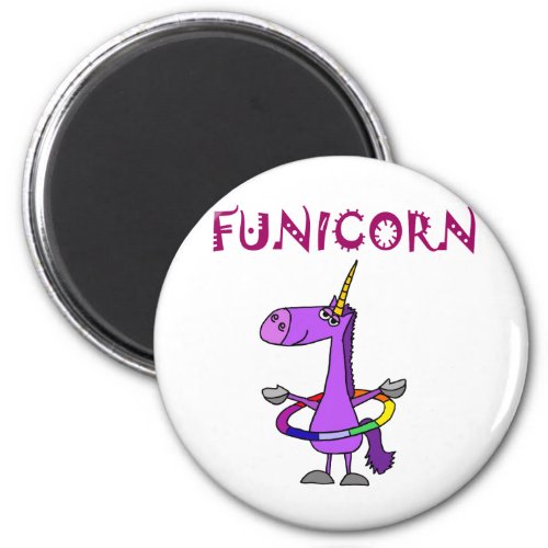 Funny Purple Unicorn with Hula Hoop Magnet