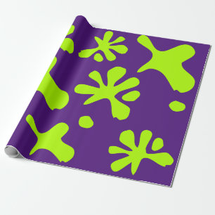 Funny purple violet neon green slime pattern kids wrapping paper