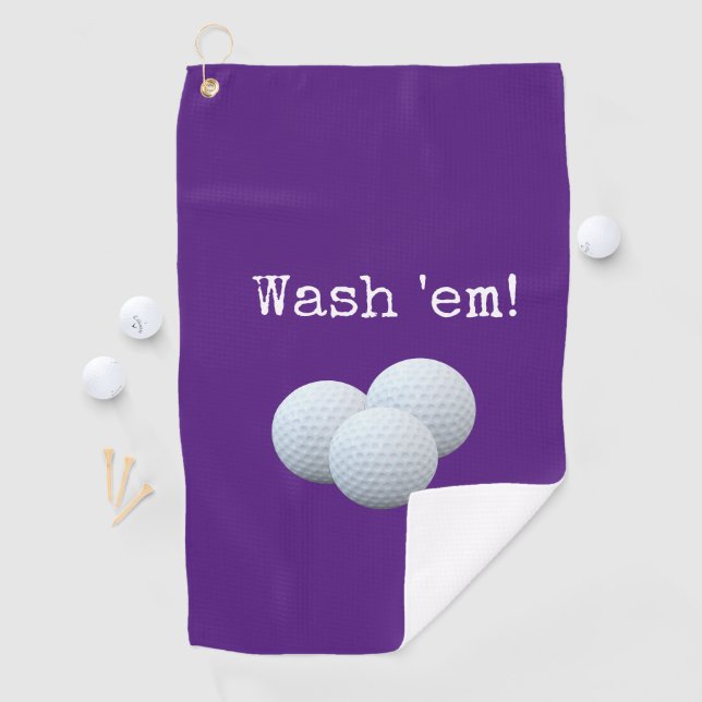 Funny Purple Wash Your Golf Balls Golf Towel (InSitu)