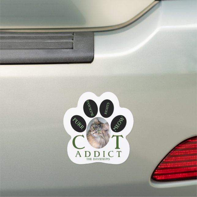 Funny Purr Meow Cat Addict Monogram Car Magnet (In Situ)