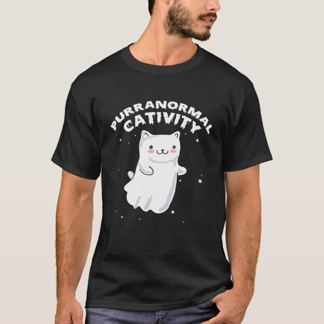 Funny Purranormal Cativity Ghost Cat Halloween Spo T-Shirt (Front)