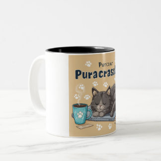 Funny "Purrcrasator" Cat Sleeping on Laptop | Cute Two-Tone Coffee Mug