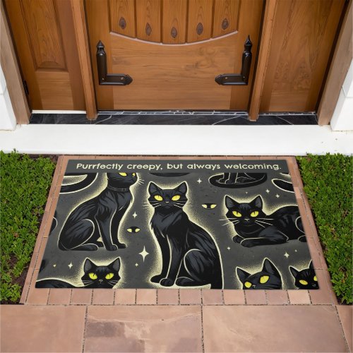 Funny Purrfectly creepy but always welcoming Doormat