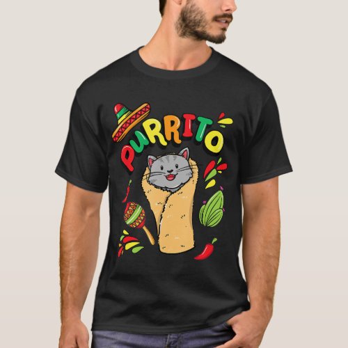 Funny Purrito burrito Kitty Cat Kitten cinco de ma T_Shirt